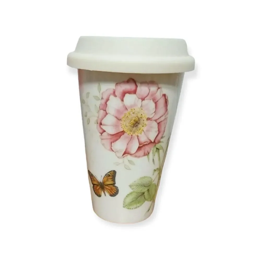 Lenox‎ Butterfly Meadow Thermal Travel Cup Mug with Silicone Lid -10 oz